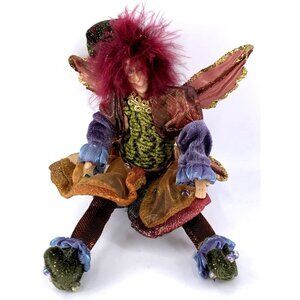 Aldik Elf Jester Posable Purple Hair Fairy 8" Tall Christmas Traditions